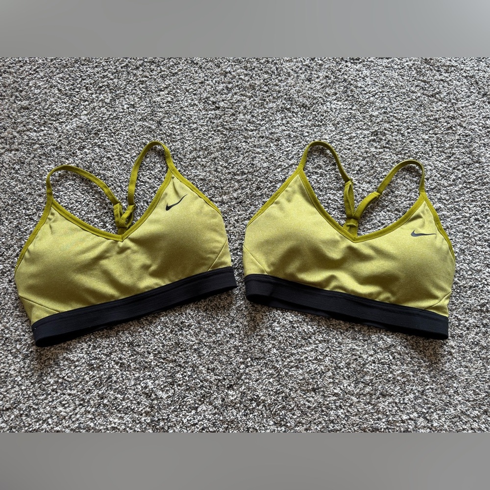 Nike Yellow Sports Bras with Black Trim